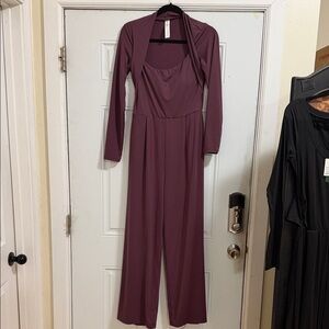 HALARA Wide Leg Jumpsuit in Deep Plum